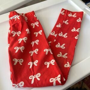 Hanna Andersson red girl’s pants with white bows
